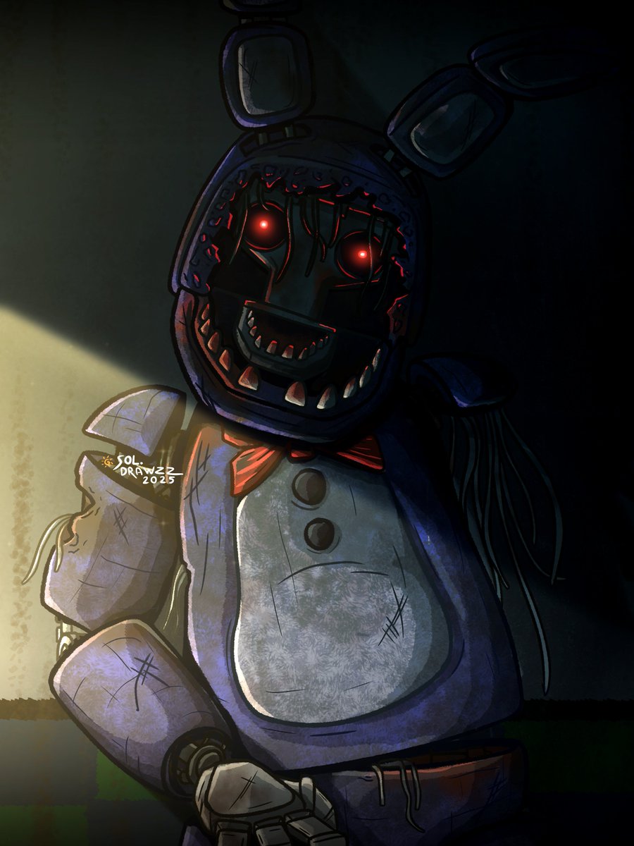 "What is this new prison? Is it me trapped? Or is it you? Perhaps, it's us both.." 🐰

#Digitalart #Fanart #Horrorart #CLIPSTUDIOPAINT #Fivenightsatfreddys #FNAF #FNAF2 #FNAF2Movie #WitheredBonnie #Bonniethebunny #Freddyfazbear