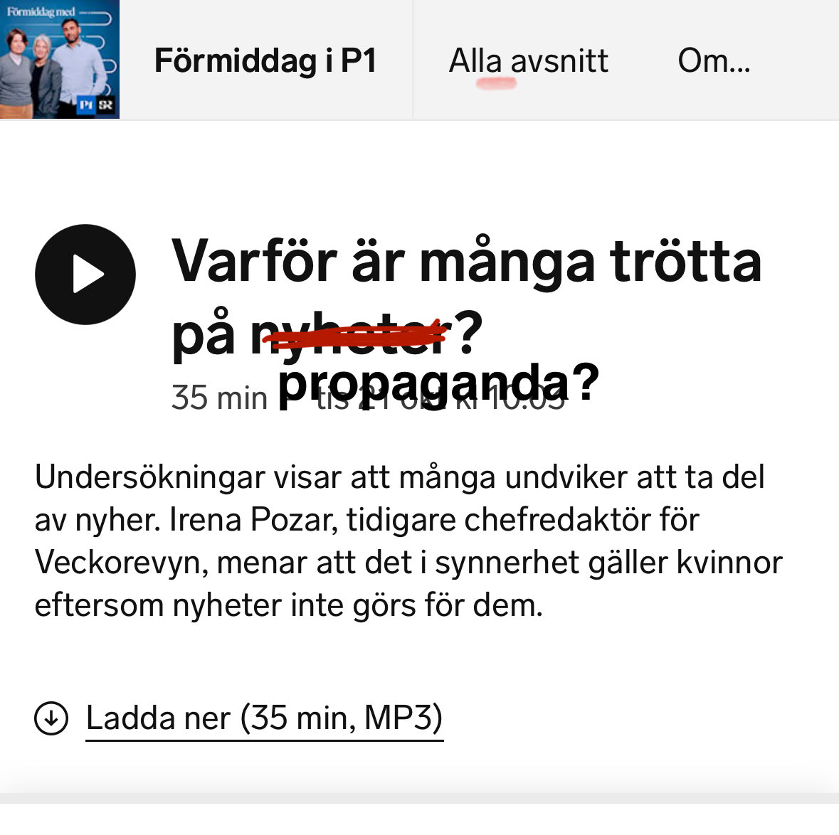 mattiasreporter's tweet image. Så, jag rättade er rubrik, Sveriges radio.

Jag bjuder på korrekturen denna gång.