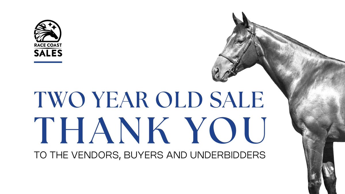 Thank you to all the vendors, buyers and underbidders at the 2025 Two Year Old Sale.

See you at the March Premier Yearling Sale on 13&amp;14 March 2026.

#TYS2026 #RaceCoastSales
