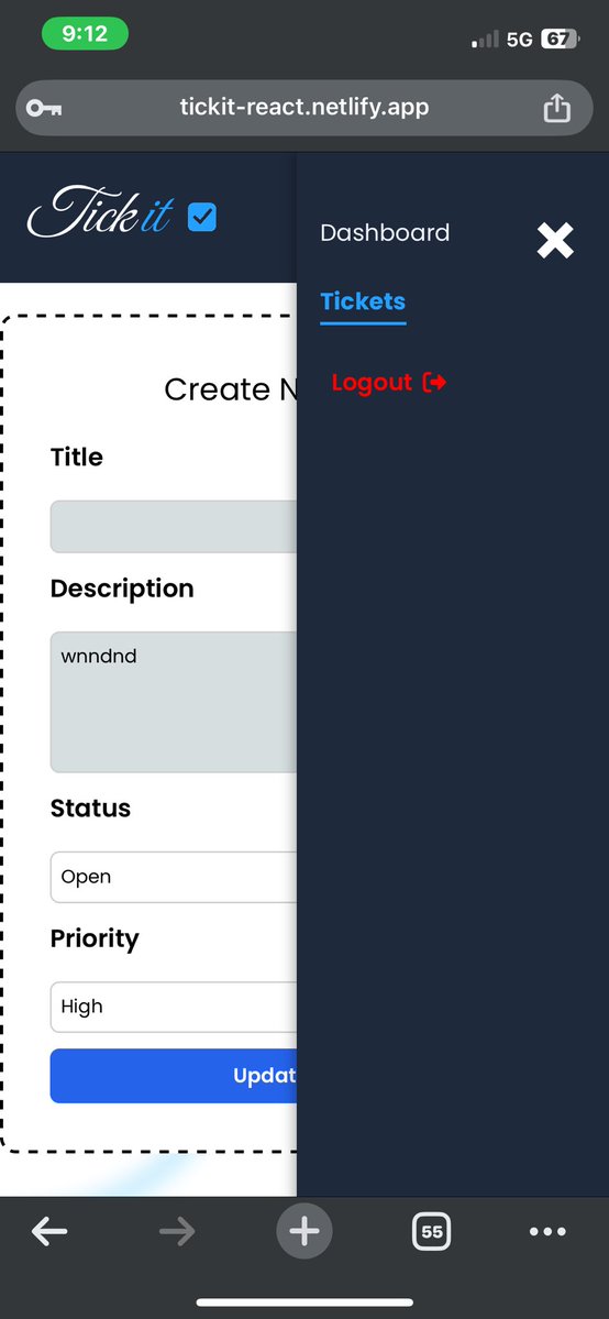 ehiz_dev's tweet image. Just wrapped up a simple ticket management dashboard app, Tickit, using React
Users can:
Create, edit & delete support tickets, View quick stats on the dashboard, Stay logged in automatically
fully front end logic, state mgmt with context, routing with react router
url 👇