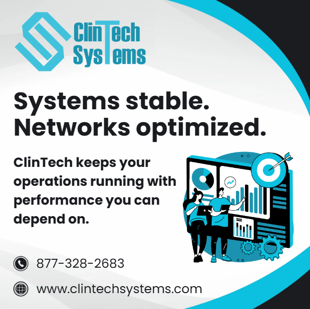 ClintechSystems's tweet image. Systems stable. Networks optimized.
We’re already fixing tomorrow’s problem today.

✔ Proactive monitoring
✔ Predictive analytics
✔ Real-time reporting

📞 877-328-2683
✉ info@clintechsystems.com
🌐 clintechsystems.com

#PredictiveIT #ProactiveSupport #ClinTechSystems