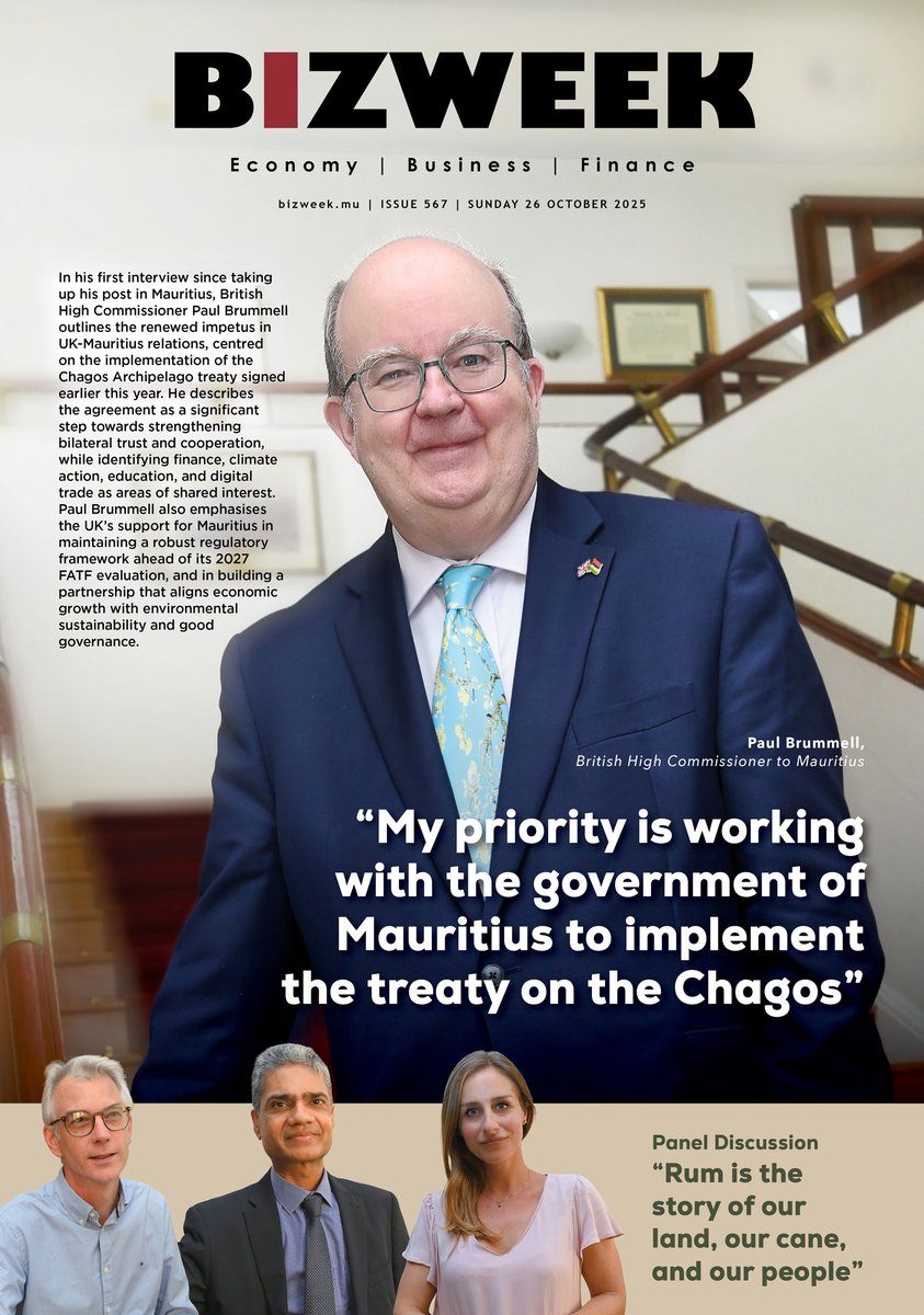 bizweekmu's tweet image. &quot;My priority is working with the government of Mauritius to implement the treaty on the Chagos&quot; - Paul Brummell, British High Commissioner to Mauritius.  @PaulBrummell 

📖Read full article on: bizweek.mu

#BIZweek #Mauritius #Business #Economy #Diplomacy #Finance
