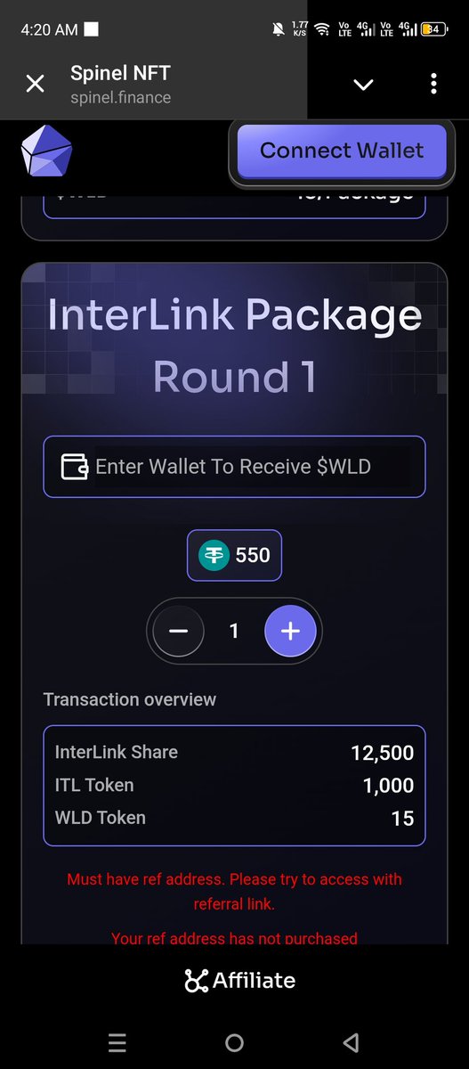 Coach Joel | Interlink Labs (@c_interlinklabs) on Twitter photo 🚨 IMPORTANT ANNOUNCEMENT – SCAM ALERT 🚨
Dear Community,
Please be informed that the platform spinel.finance and the page displaying “Spinel NFT” or “InterLink Package” (showing $550 package and tokens like ITL, InterLink Share, or WLD) is FAKE and NOT officially 🚨 IMPORTANT ANNOUNCEMENT – SCAM ALERT 🚨
Dear Community,
Please be informed that the platform spinel.finance and the page displaying “Spinel NFT” or “InterLink Package” (showing $550 package and tokens like ITL, InterLink Share, or WLD) is FAKE and NOT officially