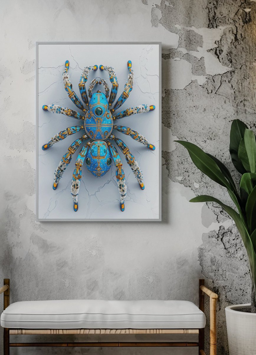 CyberMonkSt's tweet image. Mechanical arachnid meets sacred geometry - steampunk guardian of cosmic patterns.  Available now. 
Link in bio 👆 
 #Steampunk #GeometricArt