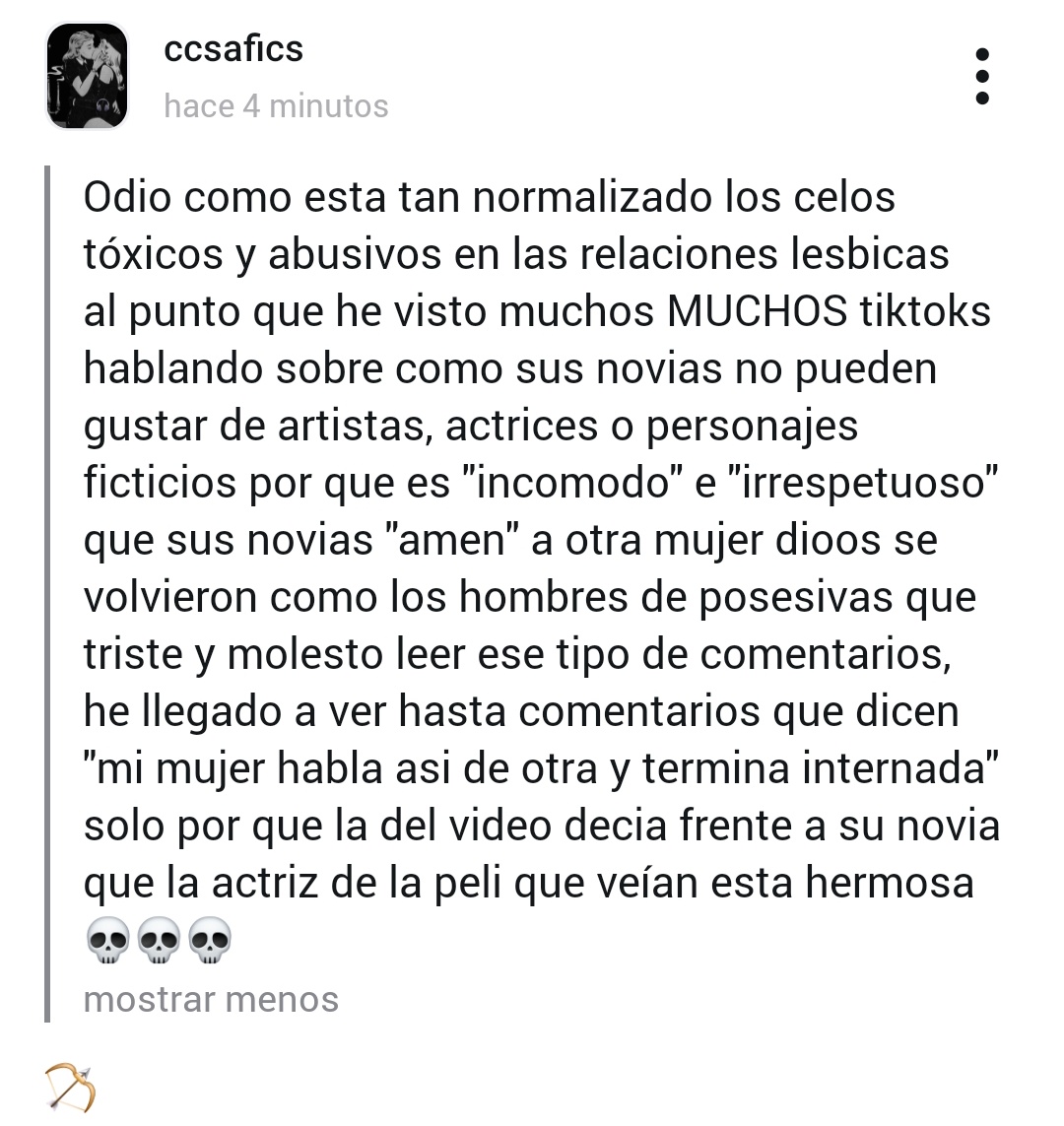ccsafics's tweet photo. Te entiendo anon,nunca he entendido los celos a  famosos la vdd, es normal que se te haga linda otra persona y no por eso la quieres de pareja, tal vez solo te gusto su estilo o al menos eso creo 

-🏹 https://t.co/dkoc4tfjKQ