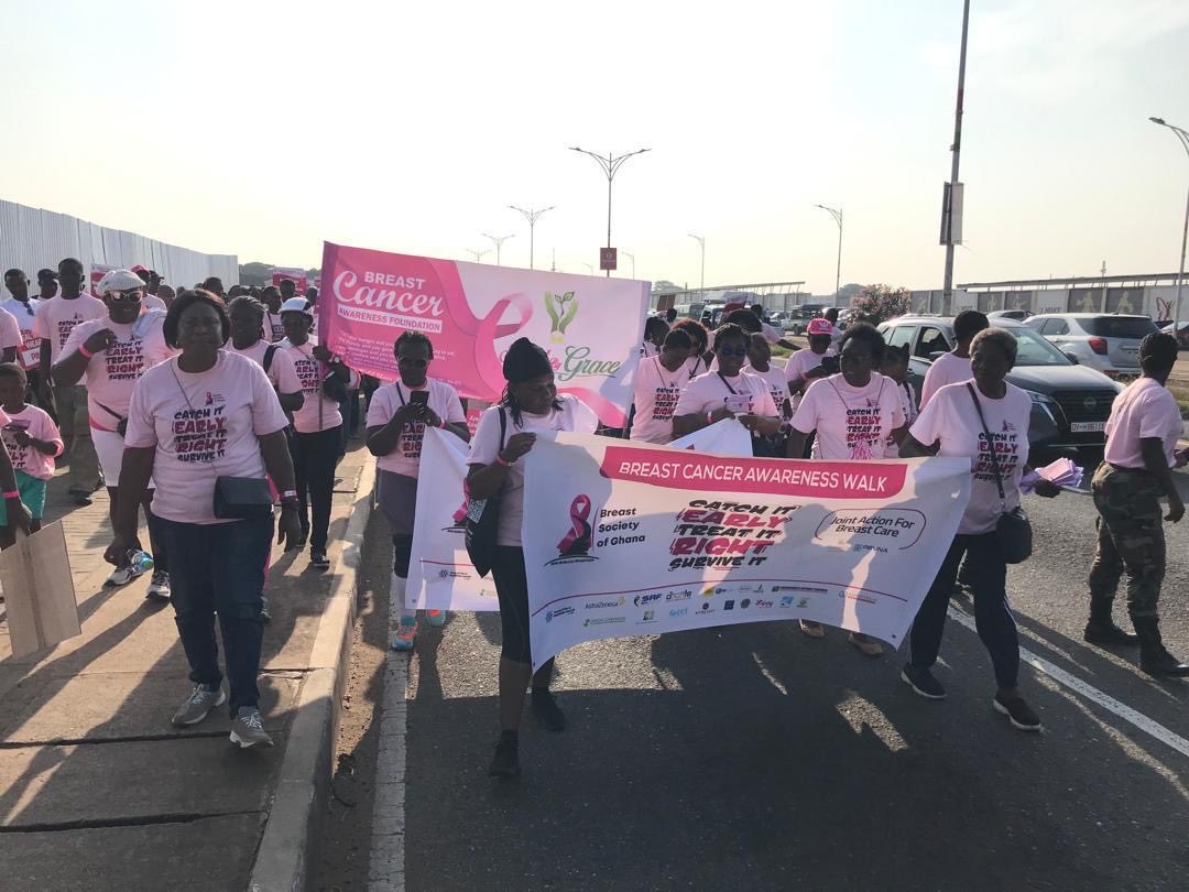GhanaLionsClubs's tweet photo. We walked in pink, we walked in strength, we walked for hope! 🎗️This morning, Lions of District 418 united for a powerful Breast Cancer Awareness Walk from El Wak Sports Stadium to Kawukidi and back.
#lionsinternatinal #BreastCancerAwareness 
#lionsclubsghana #leodistrict418 https://t.co/WawYnROObM