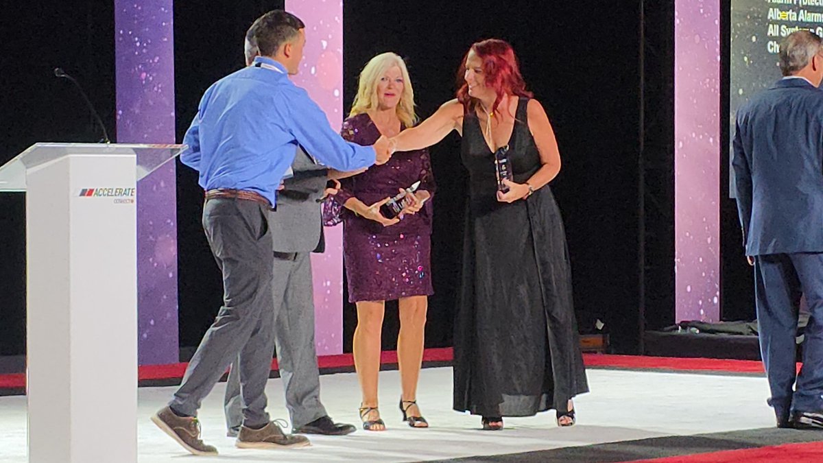 AlarmsAlberta's tweet photo. Receiving our award ,only Canadian team to win this, so awsome. https://t.co/uFjJ5SbFD7