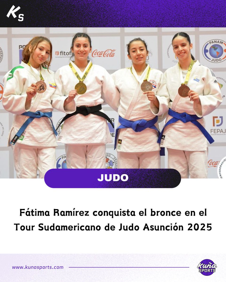 ¡En el podio!😎🇵🇾

🥋Paraguay es sede del Tour Sudamericano de Judo y, como buen anfitrión, ya lleva tres medallas ganadas.
 
🥉En la rama femenina, Fátima Ramírez conquistó el bronce en la categoría -52 kg Junior.

👏🏻¡Felicidades guerrera!

#KuñaSports💜