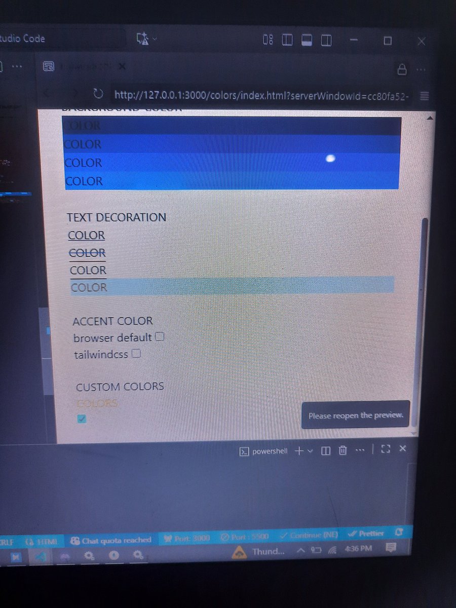 iom_future's tweet image. Day 24 of #100DaysOfCode 
Started my TailwindCSS class and it's really easy 🤔 I feel I could learn that in one night but no time 
Learnt about colour 
Text colours, background colours, accent colours, custom colors and text decorations
#consistency #tailwindcss #buildInPublic