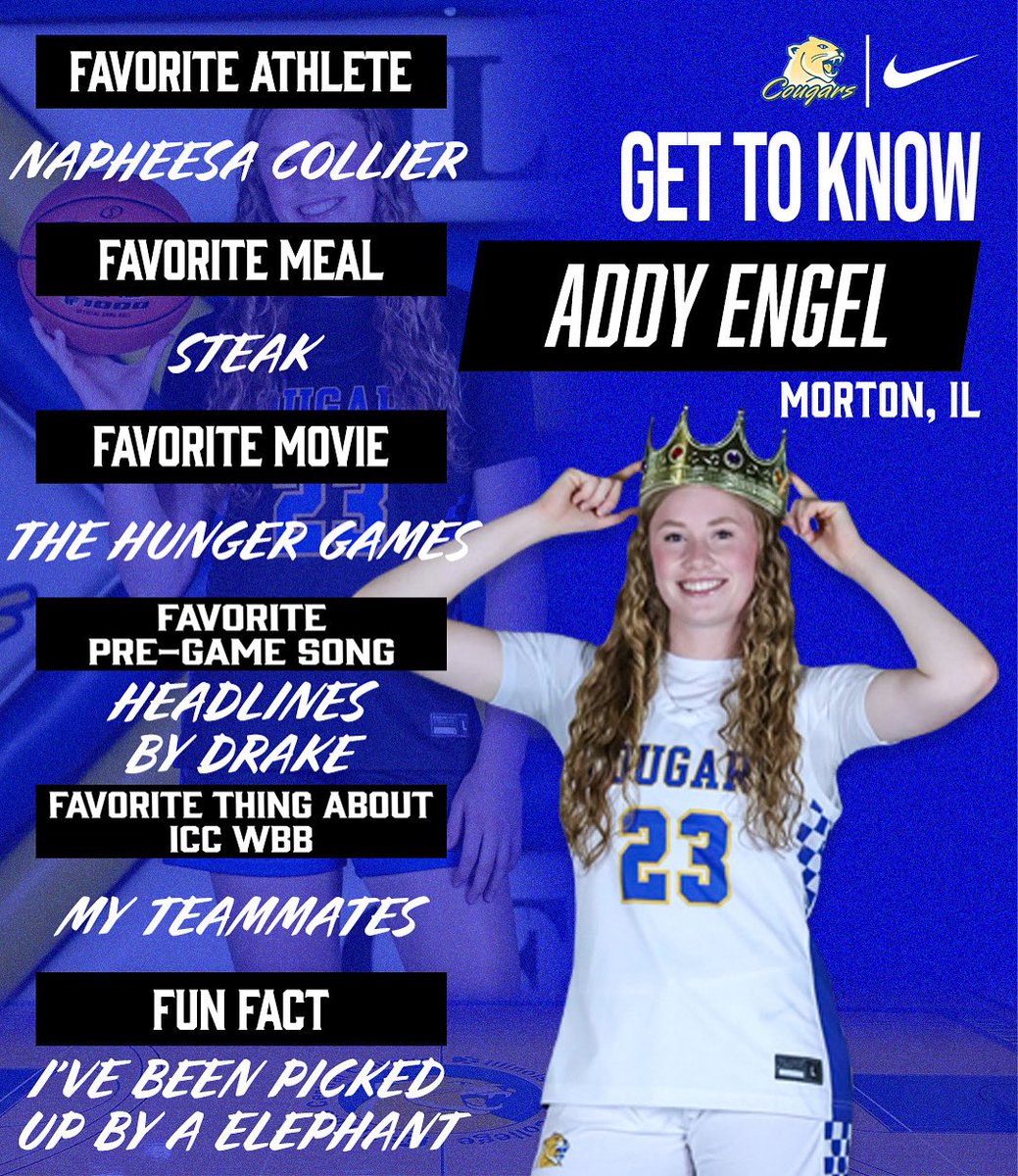 🏀Meet the Cougars🏀

Introducing, Sophomore, #23 Addy Engel!