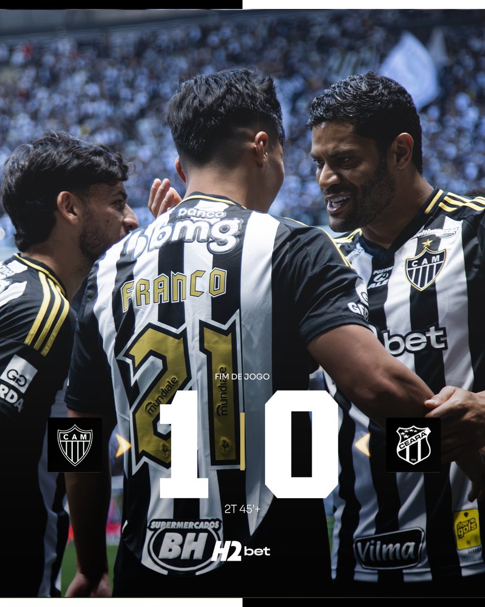 Atletico's tweet photo. 💪🏾⚫⚪ FIIIIIIIIIIIIIIIIIIIIIIIIIIIIIM DE JOGO! O #Galo vence o Ceará na Arena MRV, por 1x0!

⚽ Franco

#VamoGalo #CAMxCEA 🏴🏳️ https://t.co/CJ9h2JHzWZ