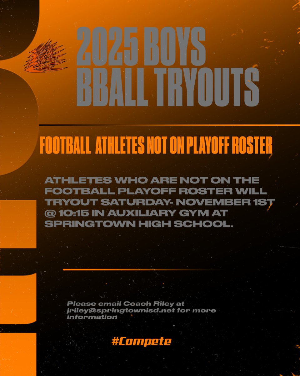 pojohoops's tweet image. Boys basketball tryout information for football athletes who are not on the playoff roster.