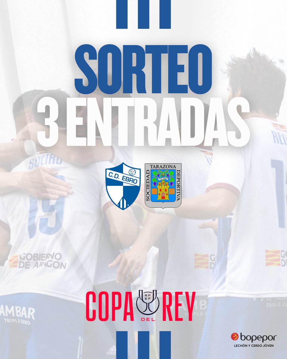 💥𝗦𝗢𝗥𝗧𝗘𝗢 𝗘𝗫𝗣𝗥𝗘𝗦𝗦 𝗖𝗢𝗣𝗔 𝗗𝗘𝗟 𝗥𝗘𝗬💥

Este miércoles a las 19:00, nos enfrentamos a la SD Tarazona en el Pedro Sancho 🏟️ 

Y queremos que vengas a vivirlo en directo 💙

🎁 Sorteamos 3 entradas para que no te pierdas este partidazo de Copa del Rey

👉 Cómo