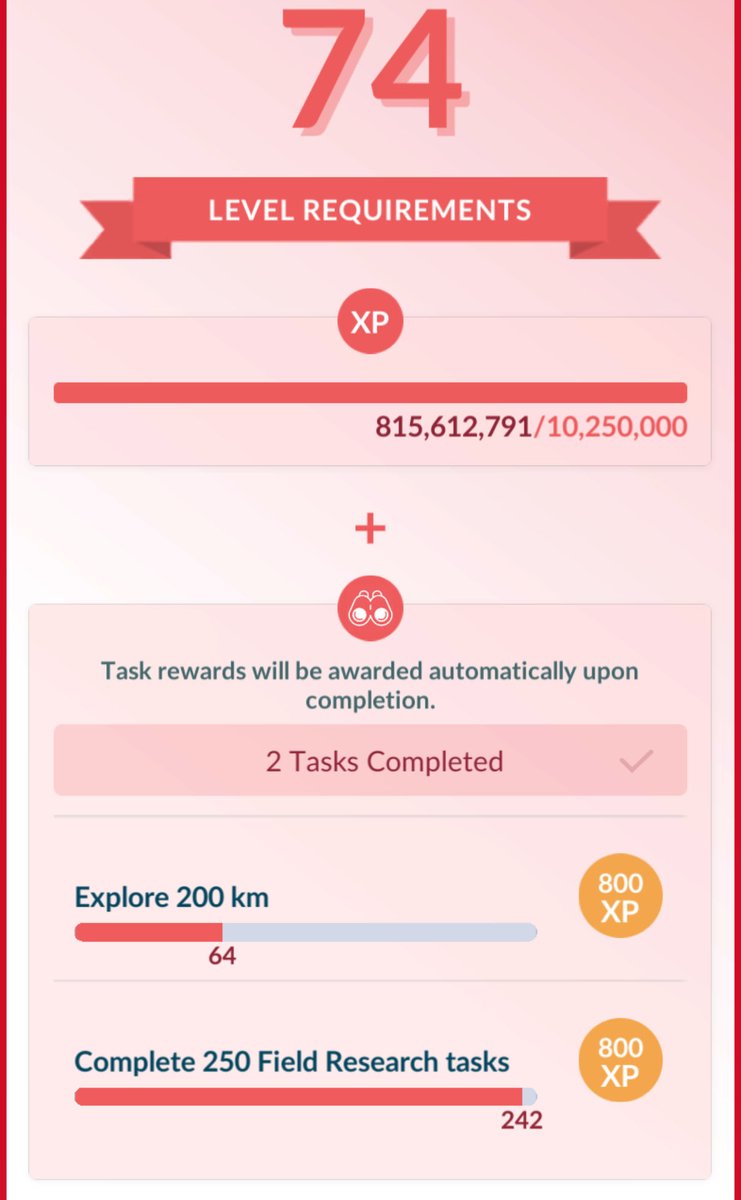 ChazBrowder's tweet photo. #level73 to #level74 progress.
I am broken.
How are so many at 74 in a few days blows my mind.
Well tomorrow is rest day.
@PokemonGoApp #pokemon https://t.co/eEwBpUJ46j