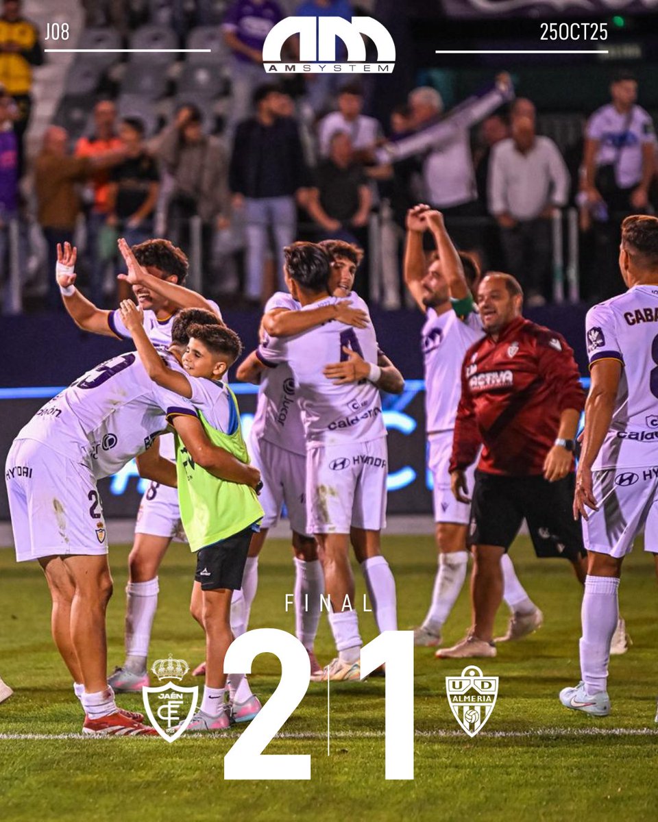 ⌚️90' || 𝗙𝗜𝗡𝗔𝗟 𝗗𝗘𝗟 𝗣𝗔𝗥𝗧𝗜𝗗𝗢

🗣️: Soñar Creer Lograr Lo conseguimos lagartos🦎, no nos rendimos y sacamos los 3 puntos en el último suspiro Estas son las noches en Jaén que no se olvidan🙌 Siguiente misión... Copa del Rey😉

⚪REAL JAÉN CF 2️⃣ - 1⃣ UD ALMERÍA B ⚫