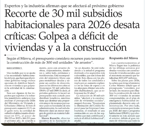 No solo dejó con presupuesto CERO a 28 programas sociales.  Boric también dejó a 30 mil familias sin casa.
