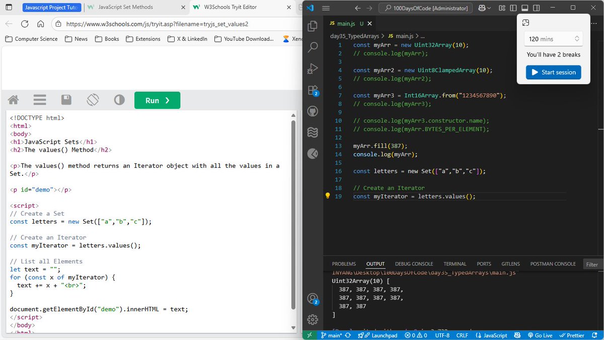id_inyang_'s tweet image. Day 35 of #100DaysOfCode
JavaScript Typed Arrays
- Typed Array Methods
- JavaScript Sets
- JavaScript Set Method
#JavaScript #LearnInPublic