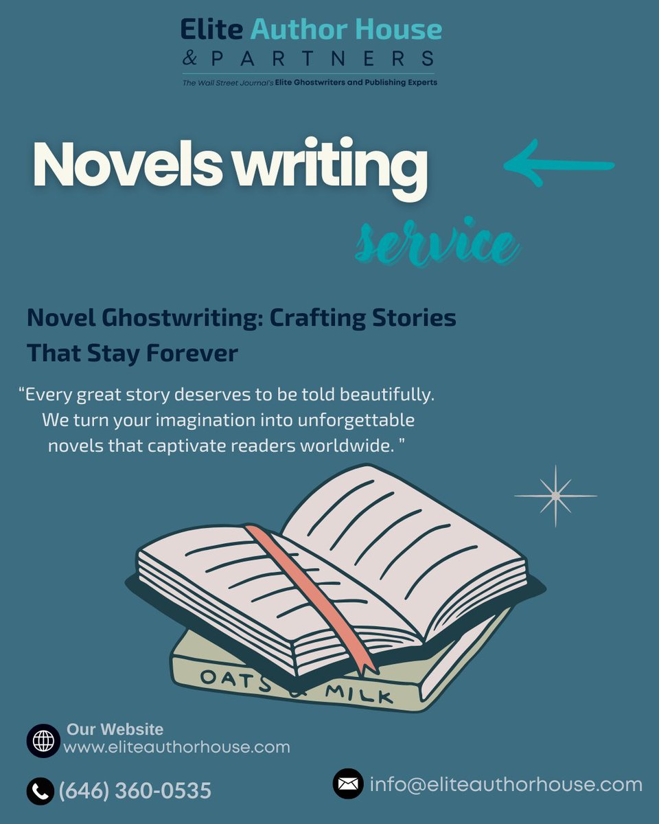 zademurphy's tweet image. Transform your creative vision into a professionally written novel.
Our ghostwriters craft compelling narratives that establish your voice and captivate readers. 💼📘
.
.
.
#ProfessionalGhostwriting #NovelWriting #FictionAuthors #ContentCreation #PublishingSupport #AuthorBrand