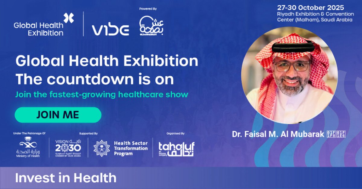 يسعدني الإعلان عن مشاركتي في ملتقى الصحة العالمي 2025.
أتطلع للقاء الزملاء والمهتمين والمستثمرين في قطاع الصحة لبناء جسور تعاون وشراكات تخدم مستقبل الرعاية الصحية في المملكة.

لمن يرغب بلقائي أو مناقشة فرص التعاون يمكنه تعبئة النموذج عبر الرابط 

docs.google.com/forms/d/e/1FAI…