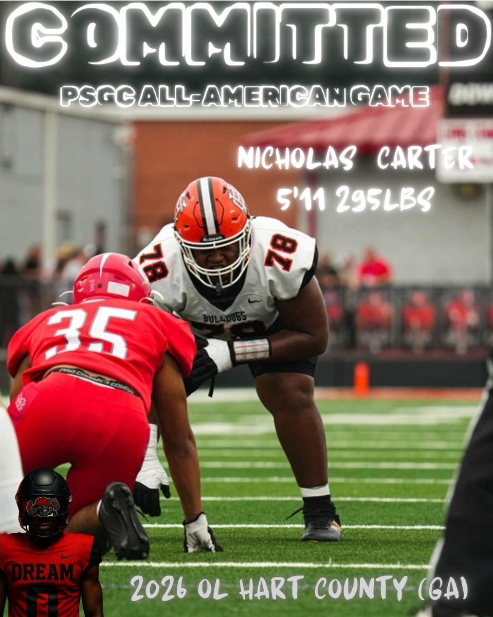 🆔️ <a href="/CarterNick00/">Nicholas carter</a> 
🔒 <a href="/PSGC2024/">🍑Peach State Gridiron Classic All-American Game🍑</a> All-American Game 
🎓 2026
🏈 OL
🇺🇸 Georgia
