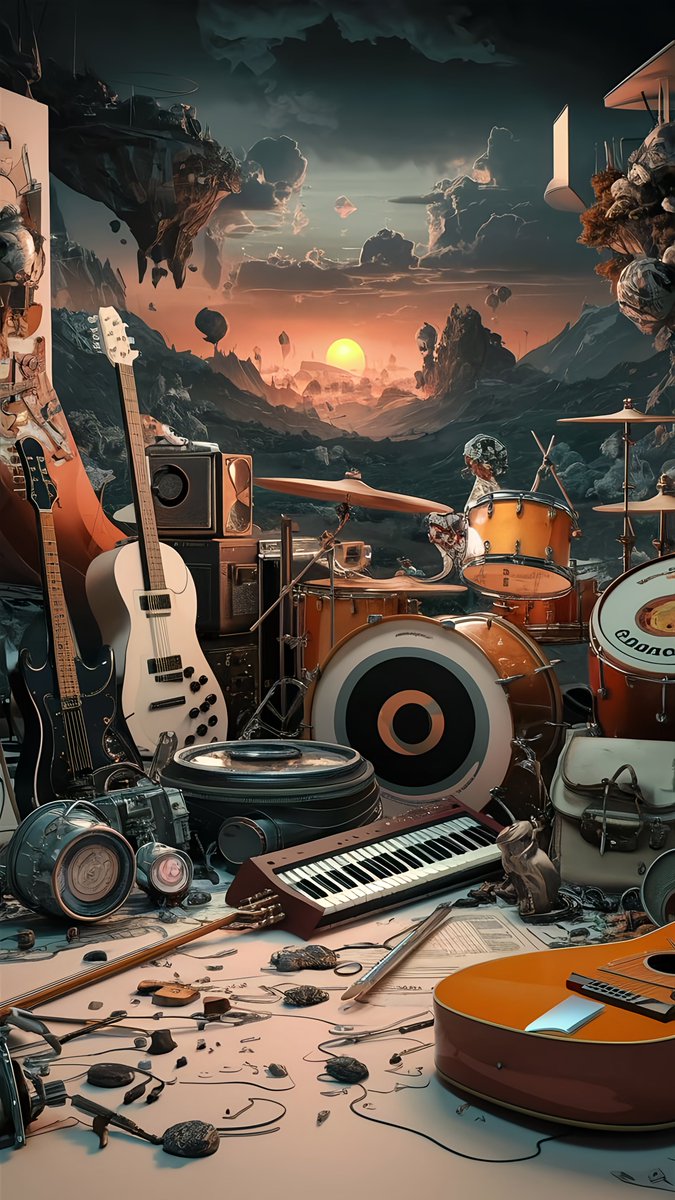 abram_ars's tweet image. Musical instruments wallpaper.. 🎸🥁🎤🎹🎻