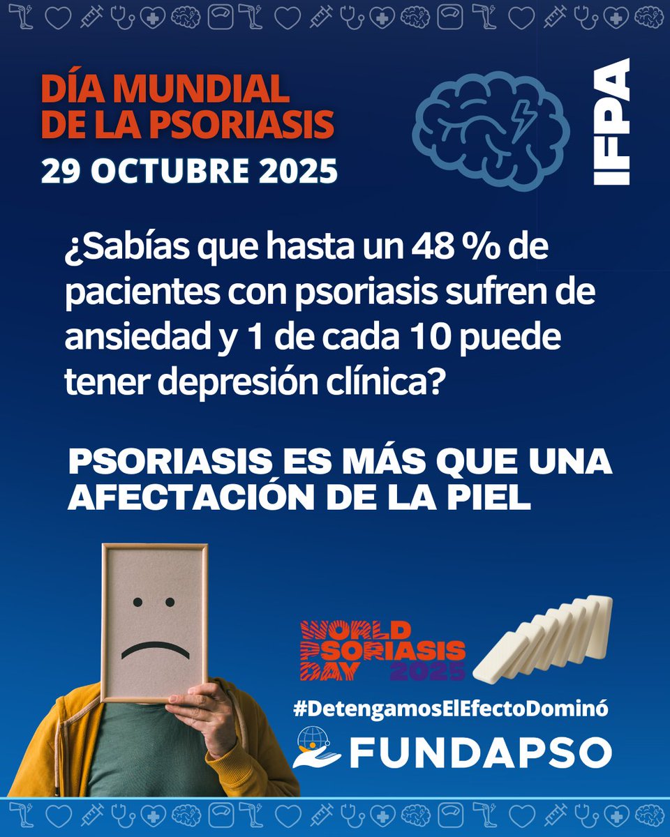 FUNDAPSO's tweet image. La salud mental también forma parte del tratamiento. Hablemos sin miedo, apoyémonos sin juicio.
Únete a la campaña #StopTheDominoEffect #DetengamosElEfectoDominó #PsoriasisExperienceMatters #fundapso #ifpa