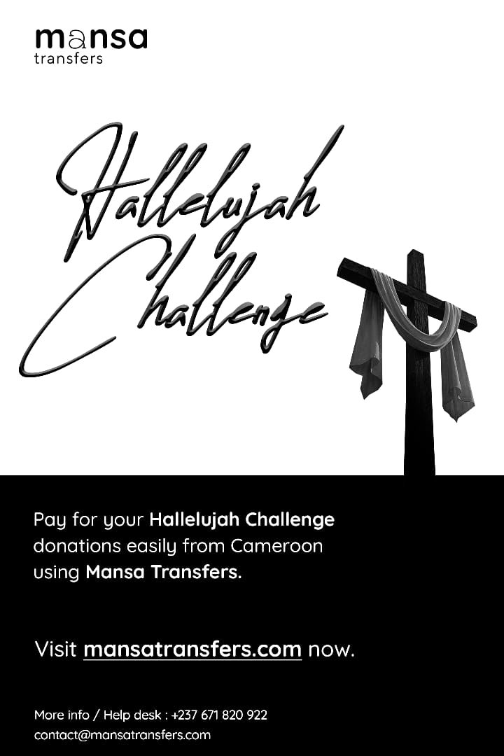 Are you based in Cameroon with an Orange Money or MTN MoMo account and wish to partner with the Hallelujah Challenge to support God’s work but don’t know how?

Visit mansatransfers.com now to start making a difference.
Check the comment section to see how to use Mansa
