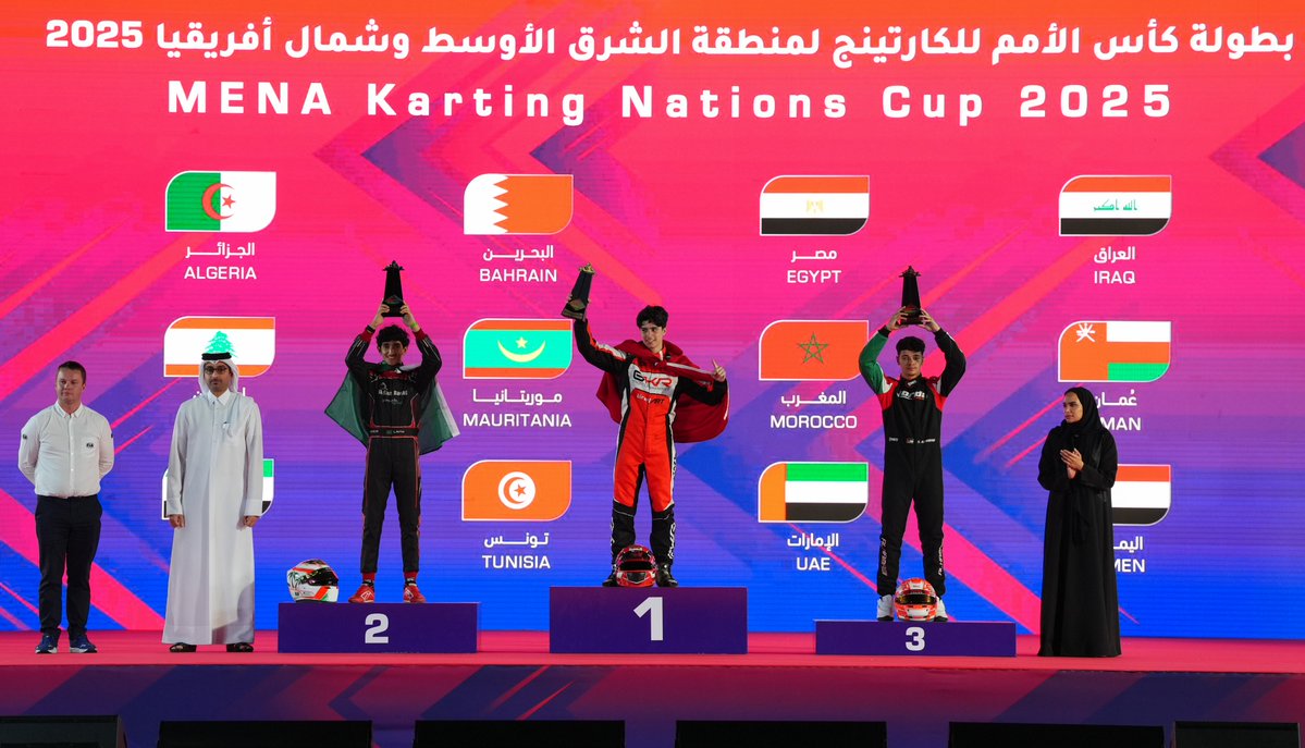 PeninsulaQatar's tweet photo. #Morocco crowned champions as MENA Karting Championship Nations Cup 2025 wraps up in style at Lusail International Circuit
Read more: https://t.co/3DJtRfNH1A
#qmmf #menakarting https://t.co/sHKeTqLEHQ