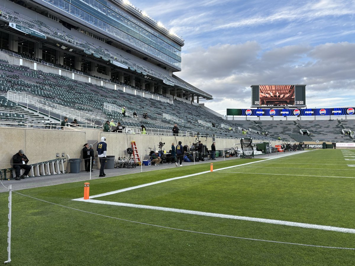 A few hours to opening kick off, and Bryce Underwood is taking a walk around Spartan Staduim, taking in the atmosphere before his first start in the Battle for Paul Bunyan