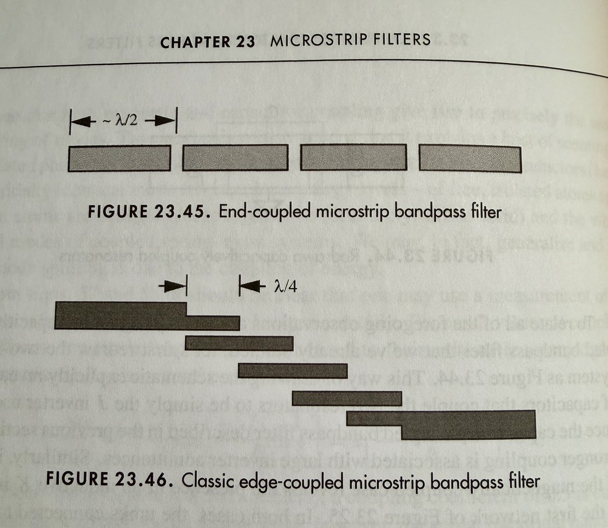 Answer: this is a bandpass filter. To be precise: an edge-coupled microstrip bandpass filter. 

Tomorrow morning I will post one more tricky quiz.
I will also post a picture of the full board of the device these pictures are taken from.