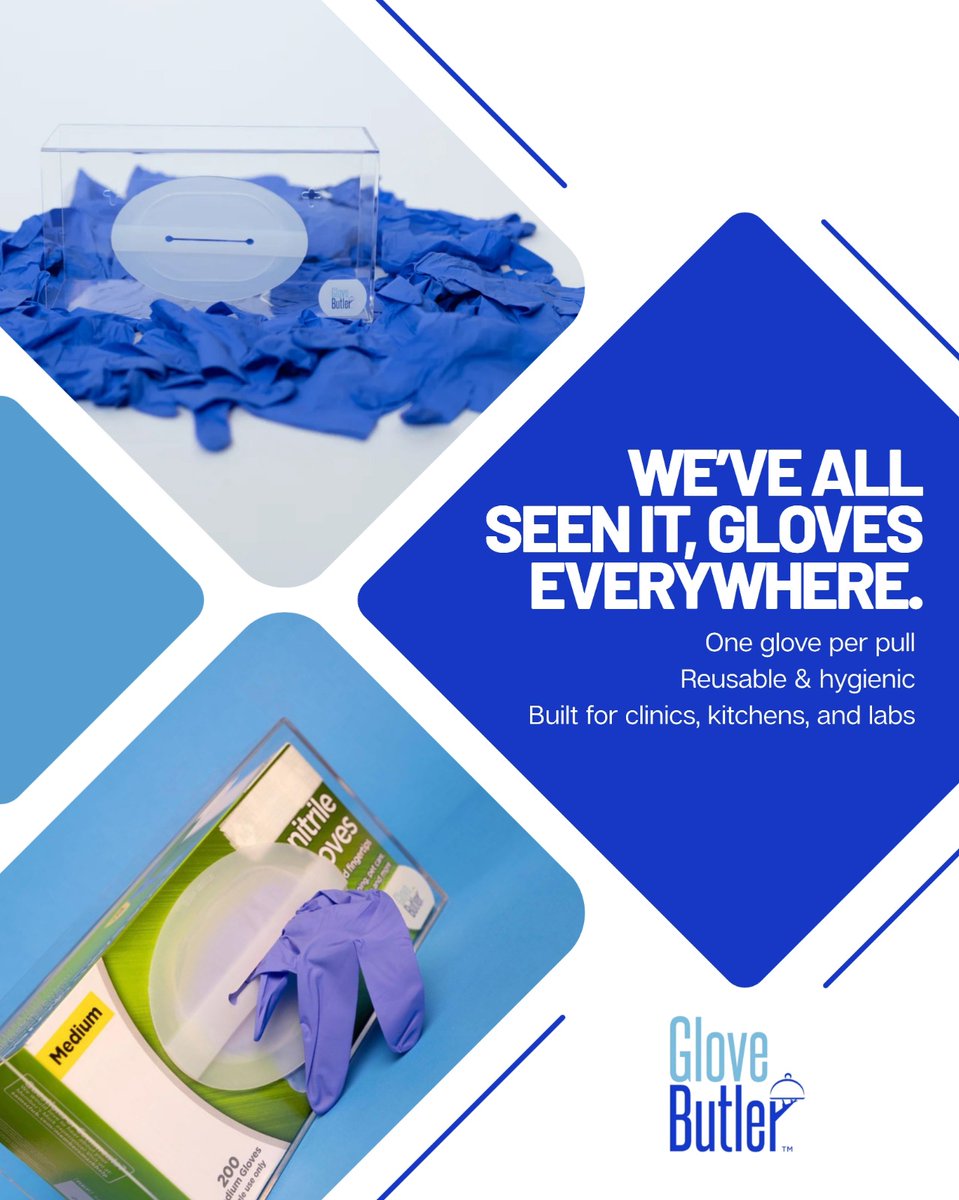 glovebutler's tweet image. Boxes tear, gloves spill, and hygiene takes a hit.

That’s why Glove Butler was made to keep things simple, clean, and organized.

🧤 One glove per pull

♻️ Reusable &amp;amp; hygienic

💡 Built for clinics, kitchens, and labs
.
.
.
#GloveButler #SmartHygiene #CleanWorkspaces