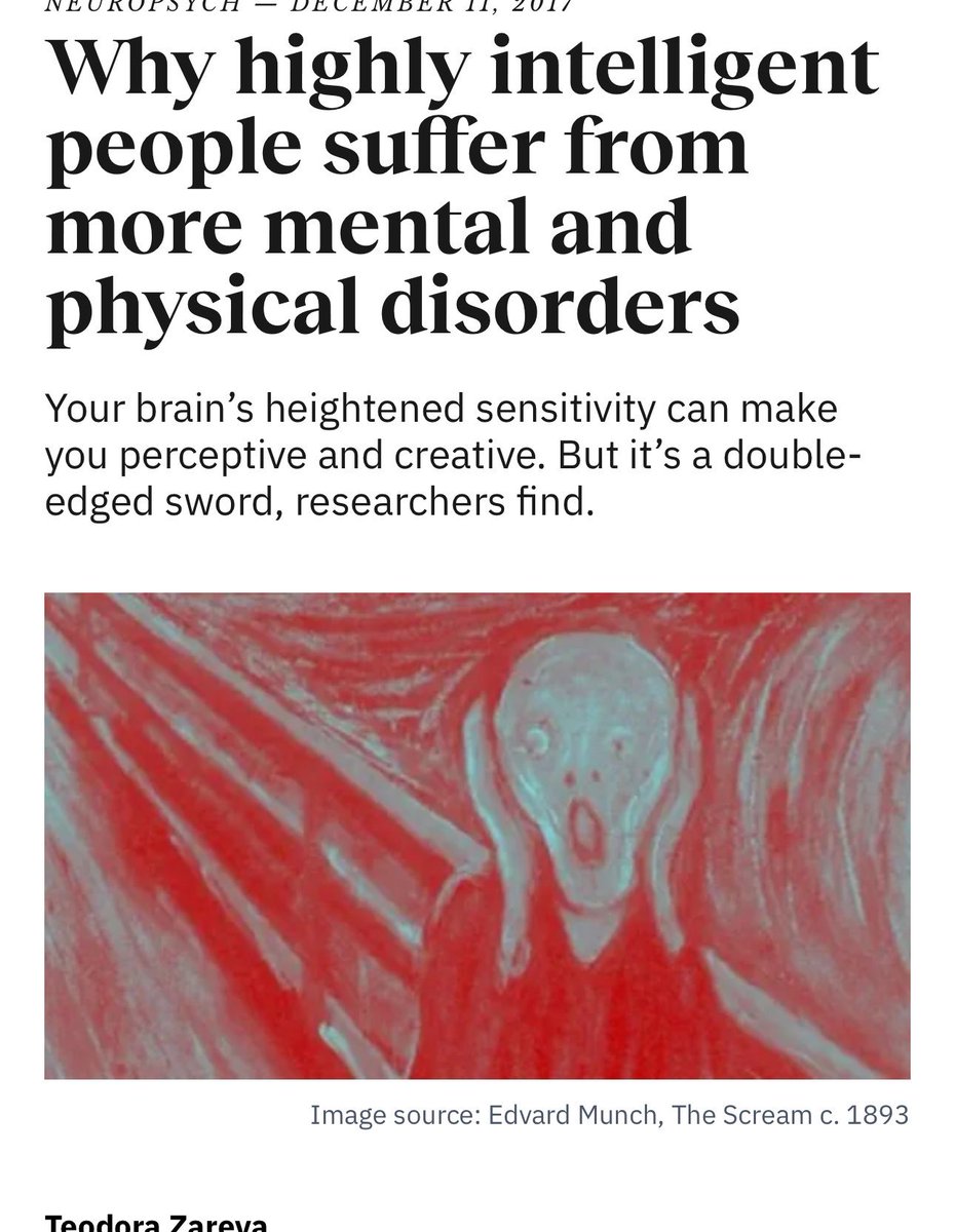 لماذا يعاني الأشخاص ذوو الذكاء العالي من اضطراباتٍ نفسية وجسدية أكثر؟

المفارقة:
رغم أنّ الذكاء العالي يُعدّ ميزةً في مجالات عدّة—إذ يرتبط بتحصيلٍ تعليمي أفضل ووظائف أرقى ودخلٍ أعلى—تكشف دراسةٌ منشورة في مجلة Intelligence وجهًا مظلمًا لهذه الهبة. قارن الباحثون بيانات 3,715 من