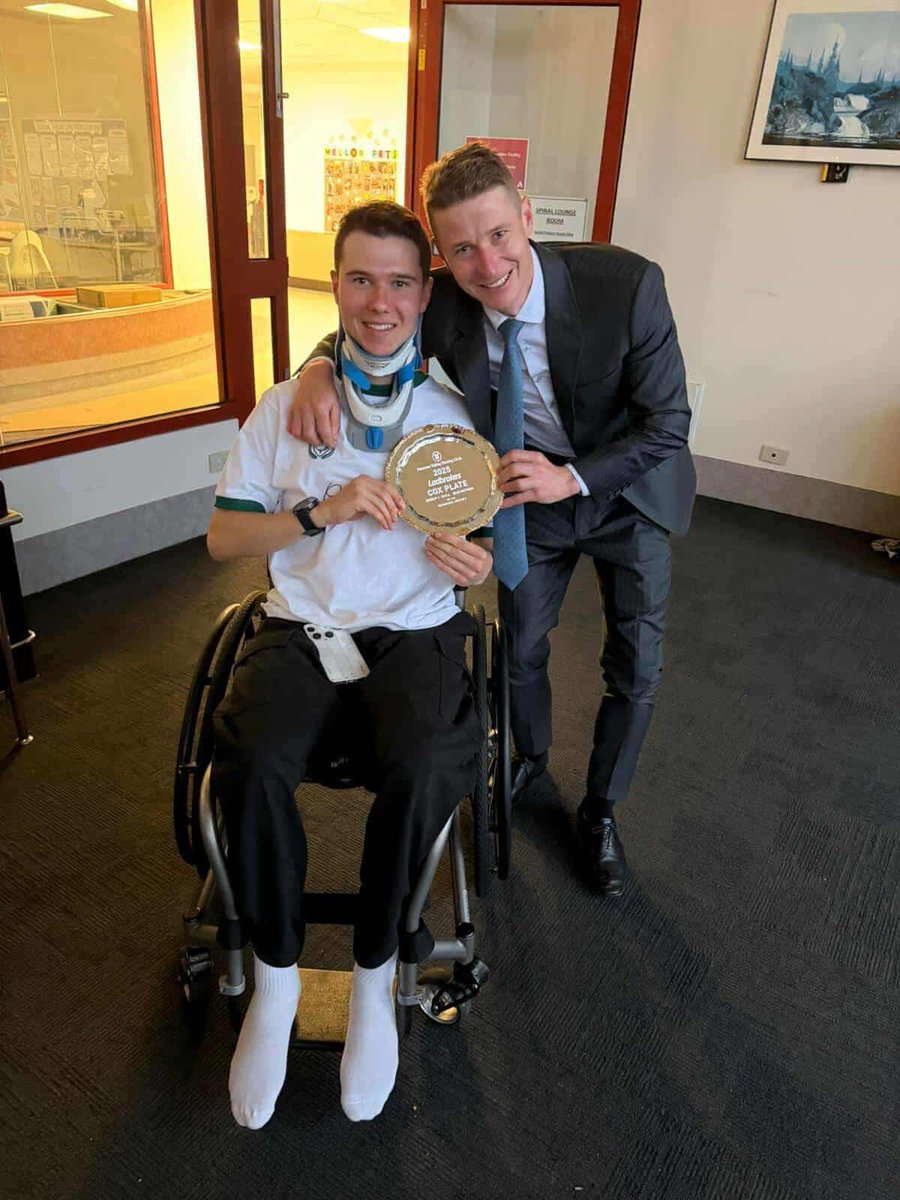 After claiming a fourth straight Cox Plate, J-Mac took the trophy to visit Tom Prebble in rehab.

World-class on and off the track. ❤️