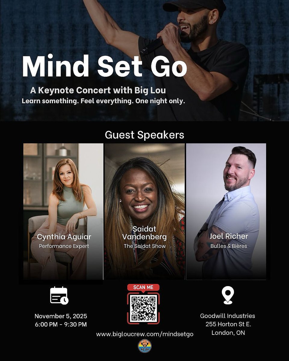 OfficialBigLou's tweet image. We back at it with the next event coming up Nov. 5. Are you free to join us?? This one is different than anything I’ve done before.
#ldnont #keynotes #motivationalevent 
bigloucrew.com/mindsetgo