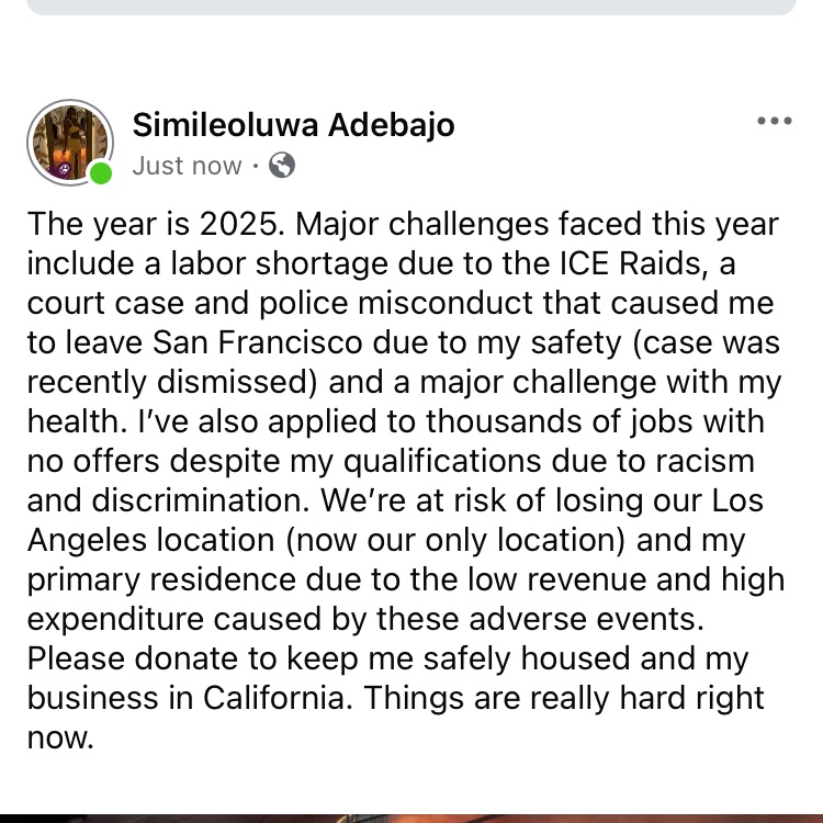 simileolu's tweet photo. Please donate to help us keep our business location and to keep me safely housed. 
https://t.co/FxBG6GLHhn https://t.co/0DQUYDYPAR