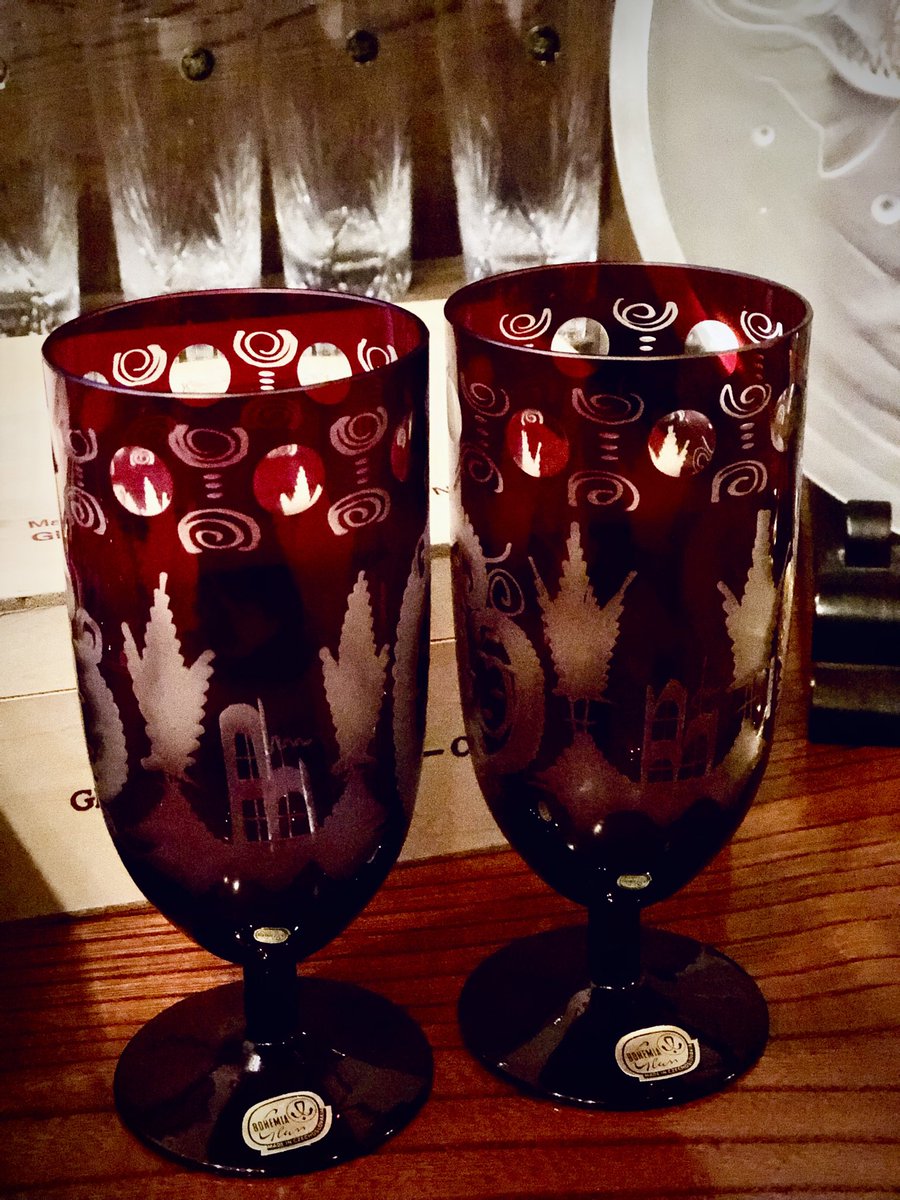 入荷】ボヘミアガラス ペアグラス（ケース付/未使用品/チェコ