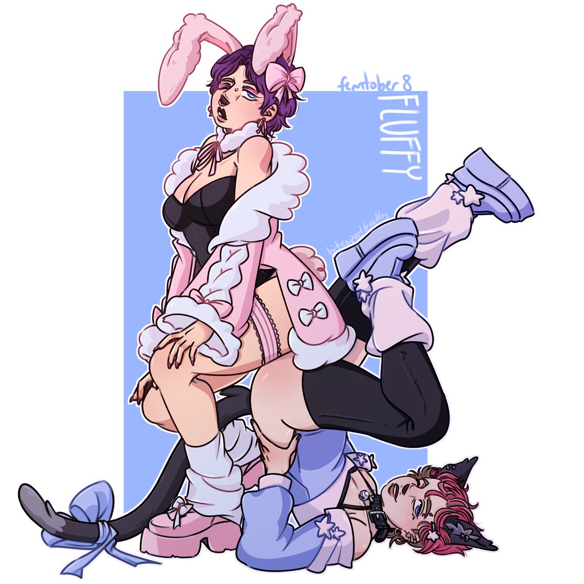 bitesizedbeetle's tweet photo. i had to draw me and @Samantha_Ruko at least one time for femtober #inktober2025 https://t.co/nMkmnpdUoq
