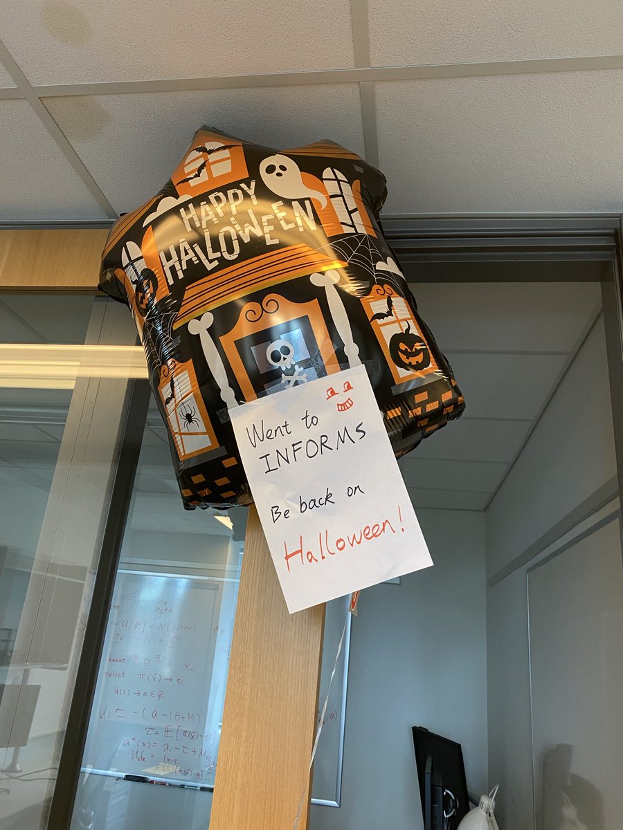 tao_lin_cs's tweet image. Fig 1: Halloween decoration at my MSR office! 
Fig 2: Advertising a work in progress at INFORMS on Monday!
Fig 3: see old and new friends (to happen!)