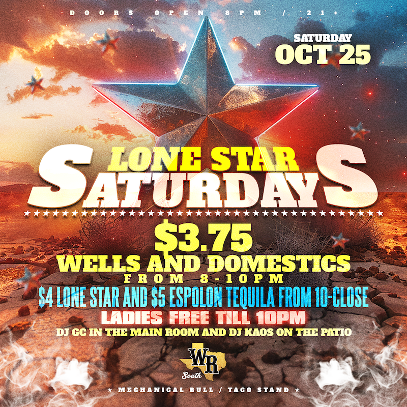 Who's ready for tonight?! Two parties under one roof—well, kinda! 😂 Join us for Lone Star Saturdays at Whiskey River South. Can't wait to see you there! <a href="/JoeyWRtx/">joeywhiskeyriver</a> 346-347-9593 🎉