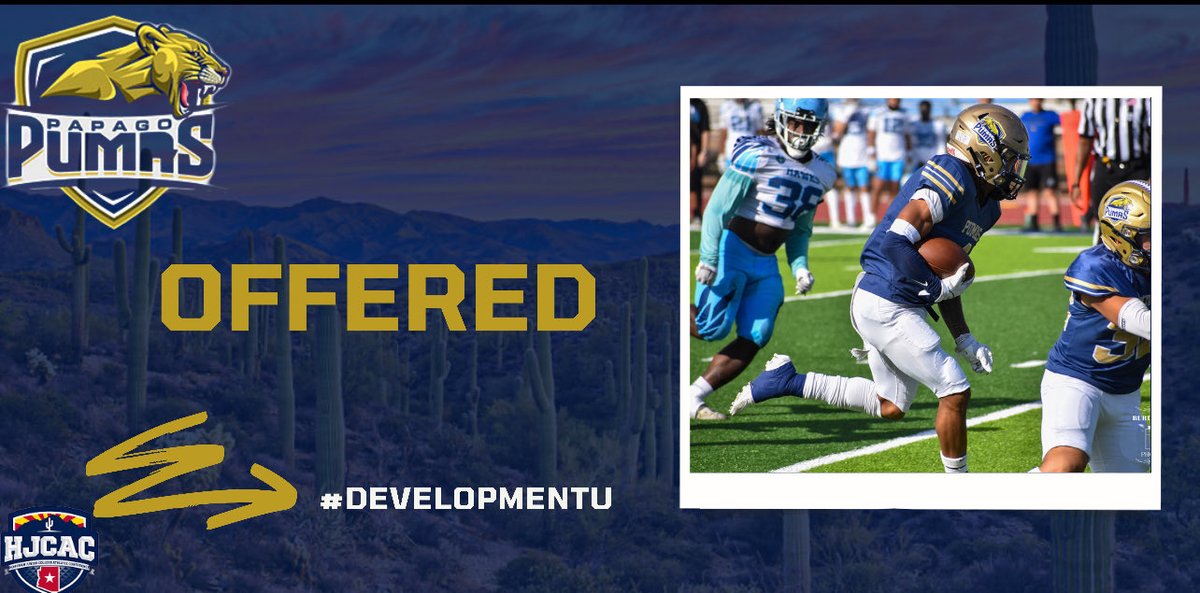 After a great conversation with <a href="/PapagoPumas/">Papago Pumas JUCO Football</a> I am blessed to receive an offer!
<a href="/saguarofootball/">Saguaro Football</a> <a href="/D_TKelly/">Darius Kelly</a>