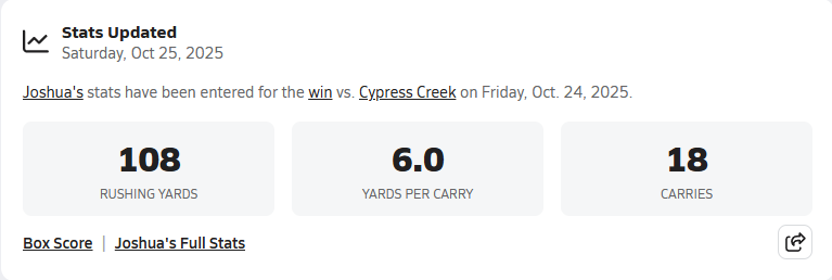 Joshua4Northern's tweet photo. Check out my Hudl Highlight where Joshua Northern scores 2 touchdowns and rushes for over 100 yards again.  @Hudl at -  https://t.co/bFqX5gDClt https://t.co/3qh3kldGZ1
