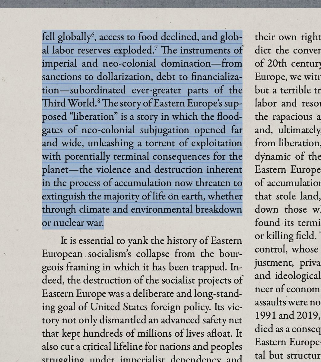 These are facts we should keep repeating...the fall of the USSR and the socialist bloc was a disaster for the entire world. We've only begun to uncover how much suffering was endured during the 1990s, including millions of preventable deaths.

(from <a href="/pawelwargan/">Paweł Wargan</a> in <a href="/plbmagazine/">Peace, Land, and Bread</a>)