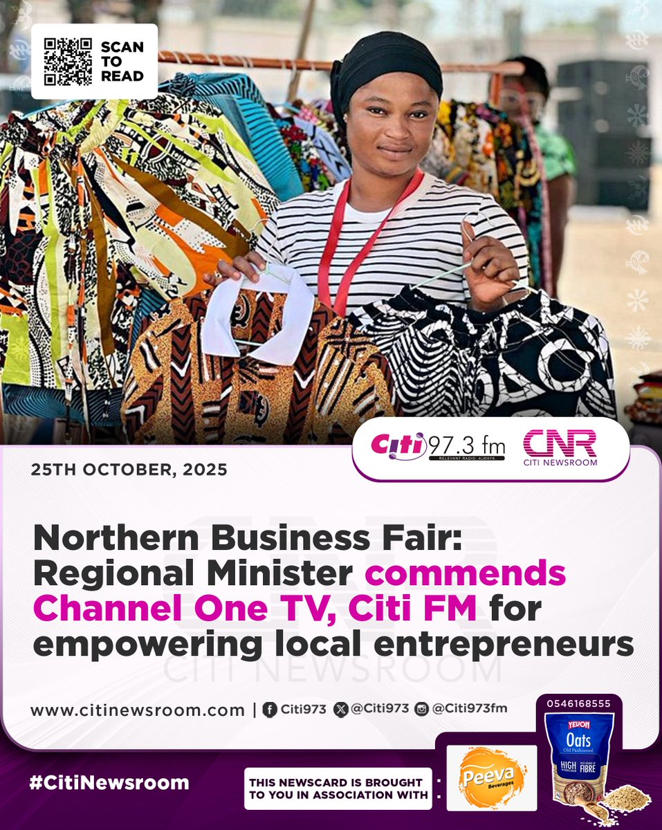 The Northern Regional Minister, Ali Adolf, has praised Channel One TV/Citi FM for promoting entrepreneurship and innovation in northern Ghana through the maiden Northern Business Fair in Tamale. #CitiNewsroom