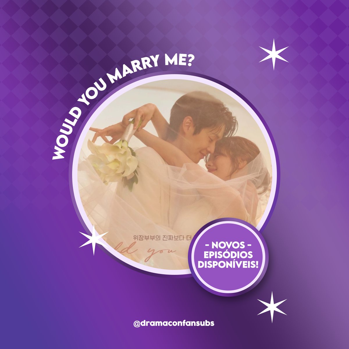 dramaconfansubs's tweet photo. Drama: Would You Marry Me?  
Episódios: 06/12    

Disponível no site e no bot do Telegram! Links na bio. 💜 

#dramacon #kdrama #WouldYouMarryMe #WouldYouMarryMeEP5 #WouldYouMarryMeEP6 https://t.co/2qUOE89q4N