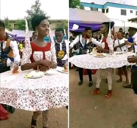 Na woman wey go bring the table we dey find now.