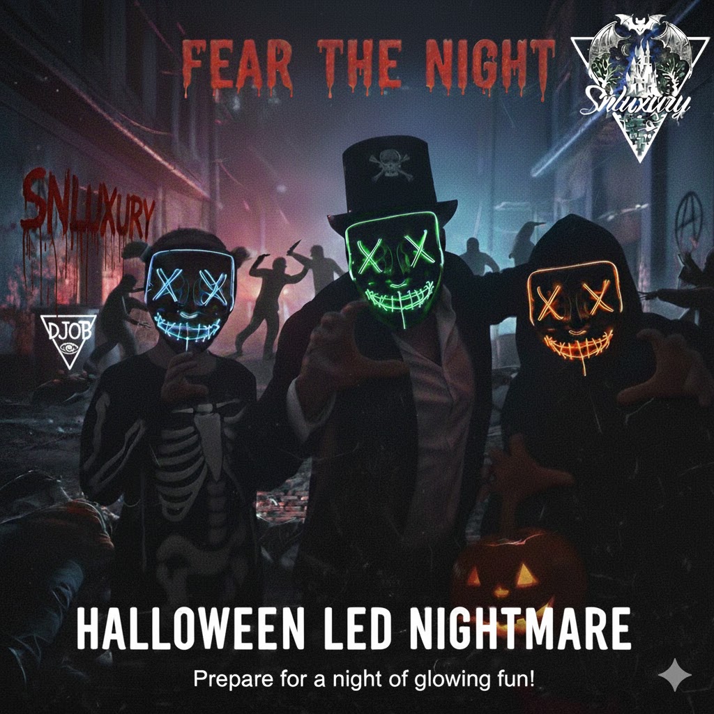 snluxury's tweet photo. Trois âmes. Trois masques. Une nuit pour marquer les esprits. Rejoins la légende🎭 https://t.co/UDFqyjPOJu #Halloween2025 #MasqueLED https://t.co/0xky3C5sp2