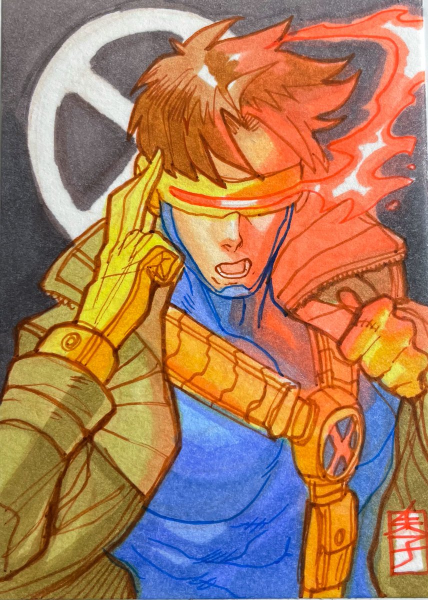 Xmen cyclops sketch card! 
Ink and Olo markers 

#xmen #cyclops #MarvelRivals #tradingcards