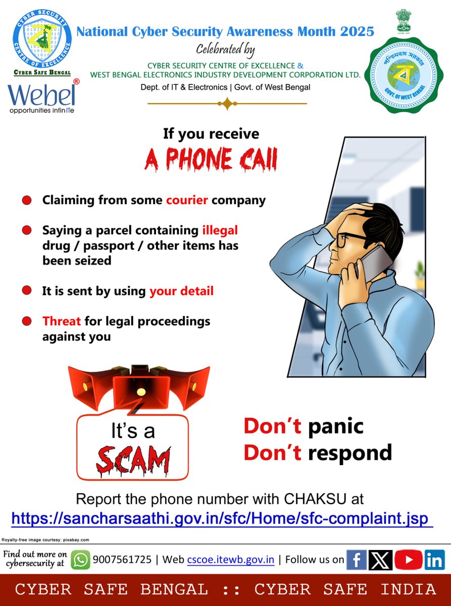 cscoe_wb's tweet image. Every year October is celebrated as National Cyber Security Awareness Month to emphasize the importance of staying safe online. Share our daily posters with your friends to spread cyber security awareness for Day 26
#CSCOE #CyberAwareness #cybersecurity #NCSAM