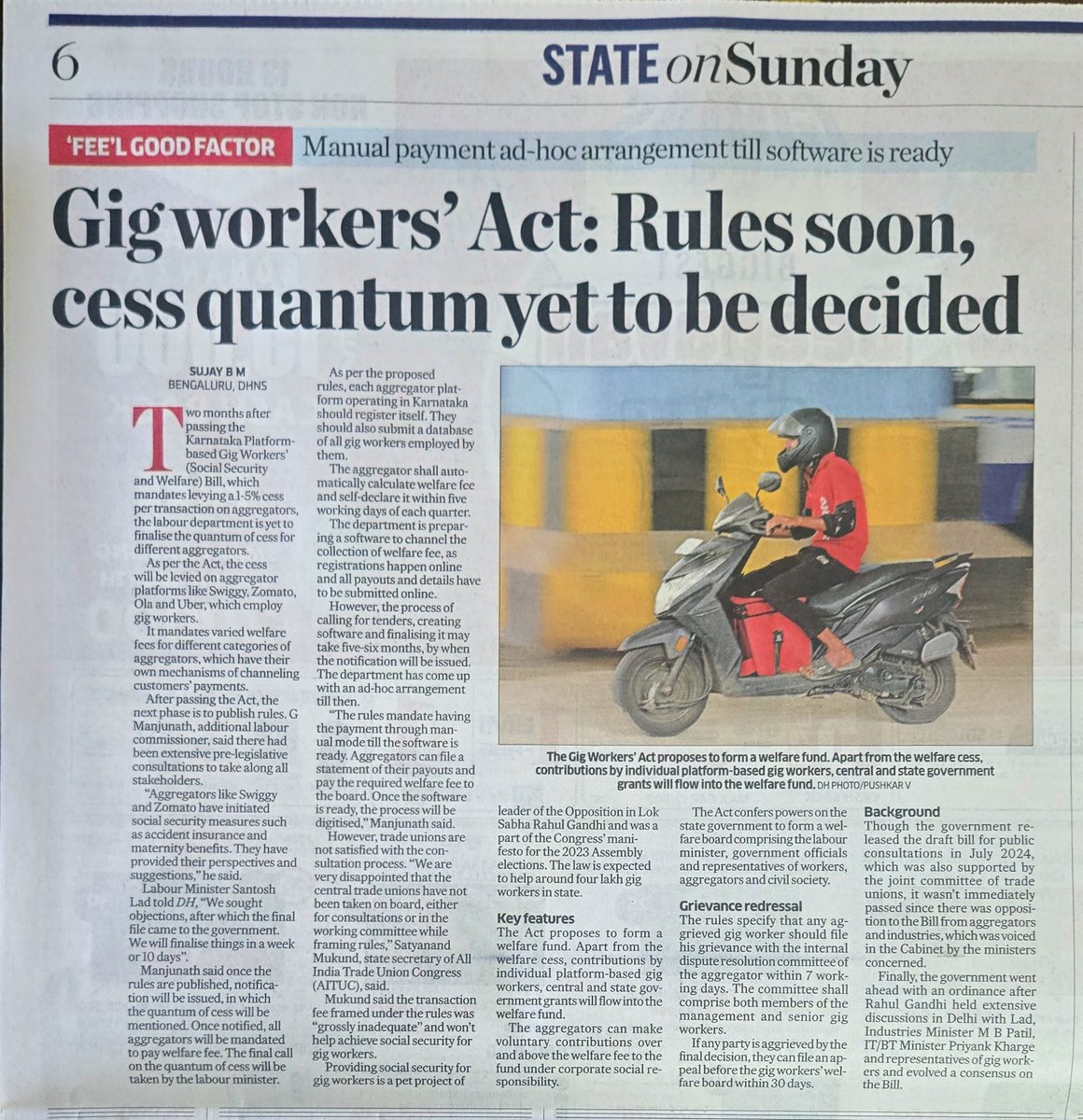 Karnataka Platform Based Gig workers social security Act 2025 will roll out at the earliest in Karnataka. Thanks to the vision &amp; leadership of Labour Minister Sri Santhosh S Lad who spearhead  the law for gig workers
<a href="/SantoshSLadINC/">Santosh Lad Official</a> 
<a href="/CMofKarnataka/">CM of Karnataka</a> 
<a href="/ilo/">International Labour Organization</a>