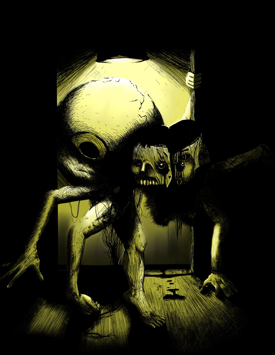 I wish I never asked mom and dad to check the closet…
🕷️🎨

#art #Horror #Halloween #Inktober